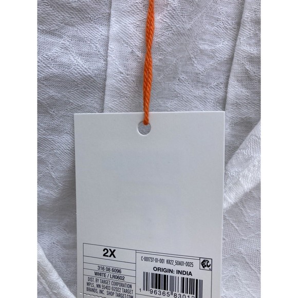 knox rose Women's Plus Puff Elbow Sleeve Top white eyelit top size 2X NWT - Picture 9 of 10